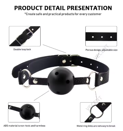 BDSM Munkavel (Ball Gag) i Läder - Justerbar Design